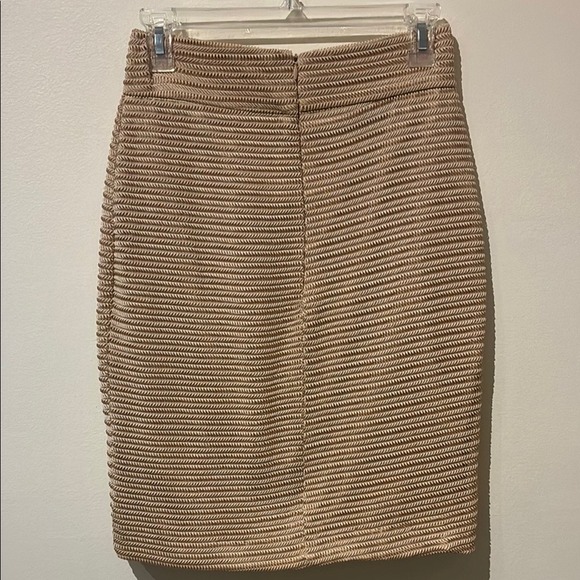 Gaia Tan Textured Woven Pencil Skirt High Waist Womens Medium - Picture 4 of 7